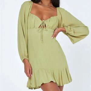 Princess Polly Narla‎ Pistachio Green Cutout  Drop Waist Mini Dress 2US